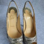 Christian Louboutin Size38 Lady Peep Sling 150 Silver/Light Gold Glitter Sirene Shoes #YTTU-5 - Image 7
