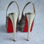 Christian Louboutin Size38 Lady Peep Sling 150 Silver/Light Gold Glitter Sirene Shoes #YTTU-5 - Image 9