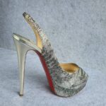 Christian Louboutin Size38 Lady Peep Sling 150 Silver/Light Gold Glitter Sirene Shoes #YTTU-5 - Image 5