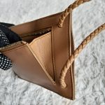 Bottega Veneta ID Card Holder & Lanyard Brown Woven Lambskin With Gold Hardware #URKK-3 - Image 8