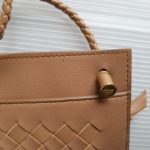 Bottega Veneta ID Card Holder & Lanyard Brown Woven Lambskin With Gold Hardware #URKK-3 - Image 12