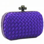 Bottega Veneta Interccio Impero Ayeras Knot Clutch Purple Satin With Python Skin #KKEK-1