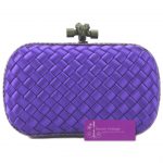 Bottega Veneta Interccio Impero Ayeras Knot Clutch Purple Satin With Python Skin #KKEK-1 - Image 2
