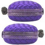 Bottega Veneta Interccio Impero Ayeras Knot Clutch Purple Satin With Python Skin #KKEK-1 - Image 5