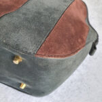 Burberry Orchard Tote Black/Maroon Suede Leather With Gold Hardware #SKCR-2 - Image 12