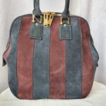 Burberry Orchard Tote Black/Maroon Suede Leather With Gold Hardware #SKCR-2 - Image 3