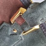 Burberry Orchard Tote Black/Maroon Suede Leather With Gold Hardware #SKCR-2 - Image 20