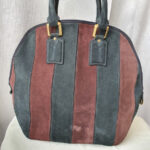 Burberry Orchard Tote Black/Maroon Suede Leather With Gold Hardware #SKCR-2 - Image 4