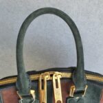Burberry Orchard Tote Black/Maroon Suede Leather With Gold Hardware #SKCR-2 - Image 15