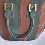 Burberry Orchard Tote Black/Maroon Suede Leather With Gold Hardware #SKCR-2 - Image 17