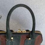 Burberry Orchard Tote Black/Maroon Suede Leather With Gold Hardware #SKCR-2 - Image 14