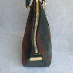 Burberry Orchard Tote Black/Maroon Suede Leather With Gold Hardware #SKCR-2 - Image 6