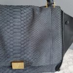 Celine Trapeze Medium Black Leather with Snake Skin and Gold Hardware Bag #SSRS-1 - Image 3