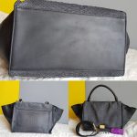 Celine Trapeze Medium Black Leather with Snake Skin and Gold Hardware Bag #SSRS-1 - Image 17