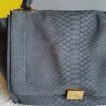 Celine Trapeze Medium Black Leather with Snake Skin and Gold Hardware Bag #SSRS-1 - Image 2