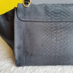 Celine Trapeze Medium Black Leather with Snake Skin and Gold Hardware Bag #SSRS-1 - Image 6
