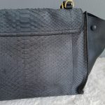 Celine Trapeze Medium Black Leather with Snake Skin and Gold Hardware Bag #SSRS-1 - Image 7