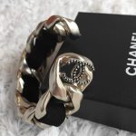 Chanel Bangle Black Satin With Light Gold Hardware #CREY-3
