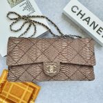 Chanel Flap Bag Brown Snake Skin With Silver Hardware #YCEY-1