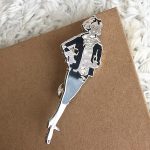Chanel Vintage Silver/Black Coco Lady Brooch #CKCK-56