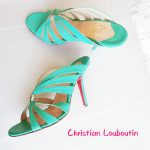Christian Louboutin Sandals SZ36.5 Turquoise Green Leather Shoes #SKSO-37