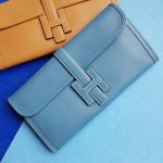 Hermes Jige Clutch Blue Jean Swift Leather #STLC-8