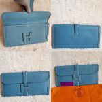 Hermes Jige Clutch Blue Jean Swift Leather #STLC-8 - Image 2
