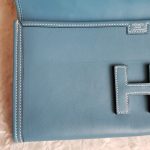 Hermes Jige Clutch Blue Jean Swift Leather #STLC-8 - Image 5