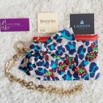 Lanvin Wristlet Clutch Multicolor Printed Fabric With Beads And Gold Hardware #GLUYK-26 - Image 2