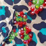 Lanvin Wristlet Clutch Multicolor Printed Fabric With Beads And Gold Hardware #GLUYK-26 - Image 4