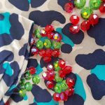 Lanvin Wristlet Clutch Multicolor Printed Fabric With Beads And Gold Hardware #GLUYK-26 - Image 3