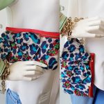 Lanvin Wristlet Clutch Multicolor Printed Fabric With Beads And Gold Hardware #GLUYK-26 - Image 14