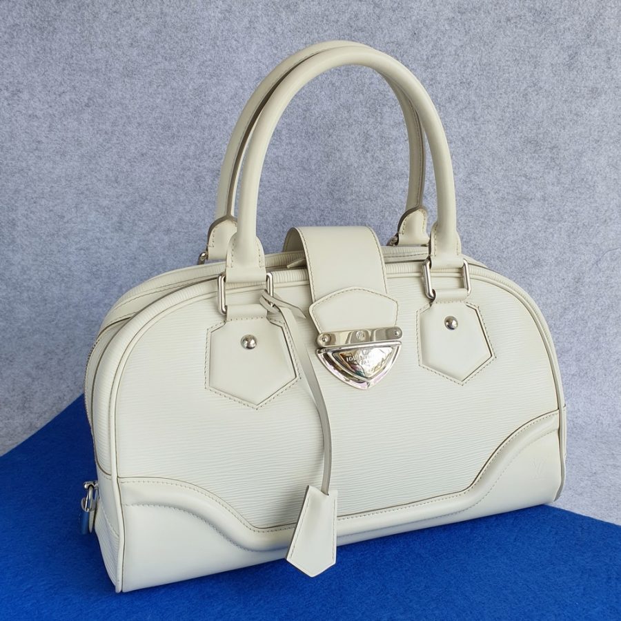 LV Bowling Montaigne GM Ivory/White EPI Leather With Silver