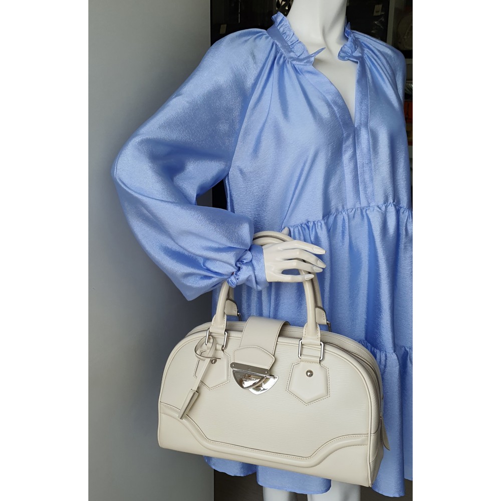 LV Bowling Montaigne GM Ivory/White EPI Leather With Silver Hardware Bag  #SYUS-2 – Luxuy Vintage