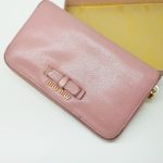 Miu Miu Zip Around Wallet Rosa/Gemma Leather With Gold Hardware #SUEO-7