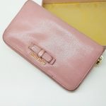 Miu Miu Zip Around Wallet Rosa/Gemma Leather With Gold Hardware #SUEO-7