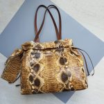 Prada BN1757 Pitone Drawstring Tote Gold Hardware #YECS-1