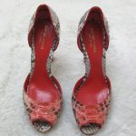 Sergio Rossi Size 38.5 Peeptoe 2Tone Snake Skin #BVSCL-1 - Image 2