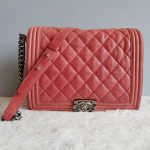 Chanel Boy Large Red Calfskin with Ruthenium Hardware Bag #STCK-1