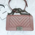 Chanel Boy Medium Rose Gold Grained Calfskin with Ruthenium Hardware #TKOS-1