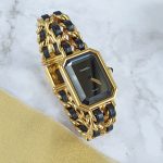 Chanel Premiere Vintage Watch Sz-M 18k Gold Plated with Leather #TKCL-4