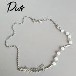 Christian Dior Necklace Silver with Faux Pearl Details #TLUU-2