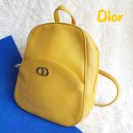 Christian Dior Vintage Backpack Yellow Leather with Silver Hardware #TEOY-8