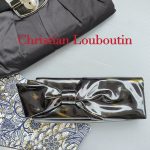 Christian Louboutin Clutch Metallic Black/Gold Patent Leather with Gold Hardware Bag #TKSC-10
