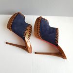 Christian Louboutin Peeptoe Pump Sz40 Blue/brown Suede Leather #STTL-6 - Image 6