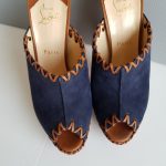Christian Louboutin Peeptoe Pump Sz40 Blue/brown Suede Leather #STTL-6 - Image 4