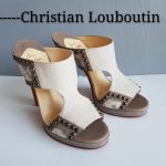 Christian Louboutin Peeptoe Size 40 Brown/beige Canvas With Leather #STTL-5 - Image 2