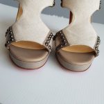 Christian Louboutin Peeptoe Size 40 Brown/beige Canvas With Leather #STTL-5 - Image 3