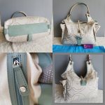 Escada Hobo White/Blue Canvas With Leather And Silver Hardware #UTEL-10 - Image 5