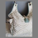 Escada Hobo White/Blue Canvas With Leather And Silver Hardware #UTEL-10 - Image 3